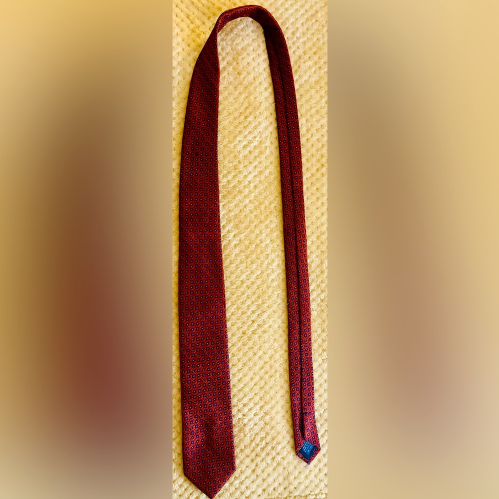 Men’s “Saddlebred” Burnt Red & Navy Blue Polyester Tie